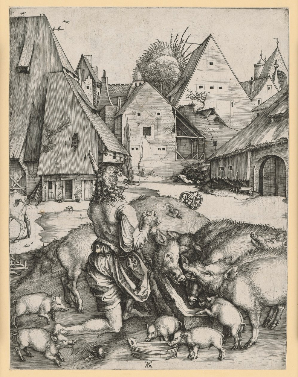 Der verlorene Sohn hütet die Schweine von Albrecht Dürer