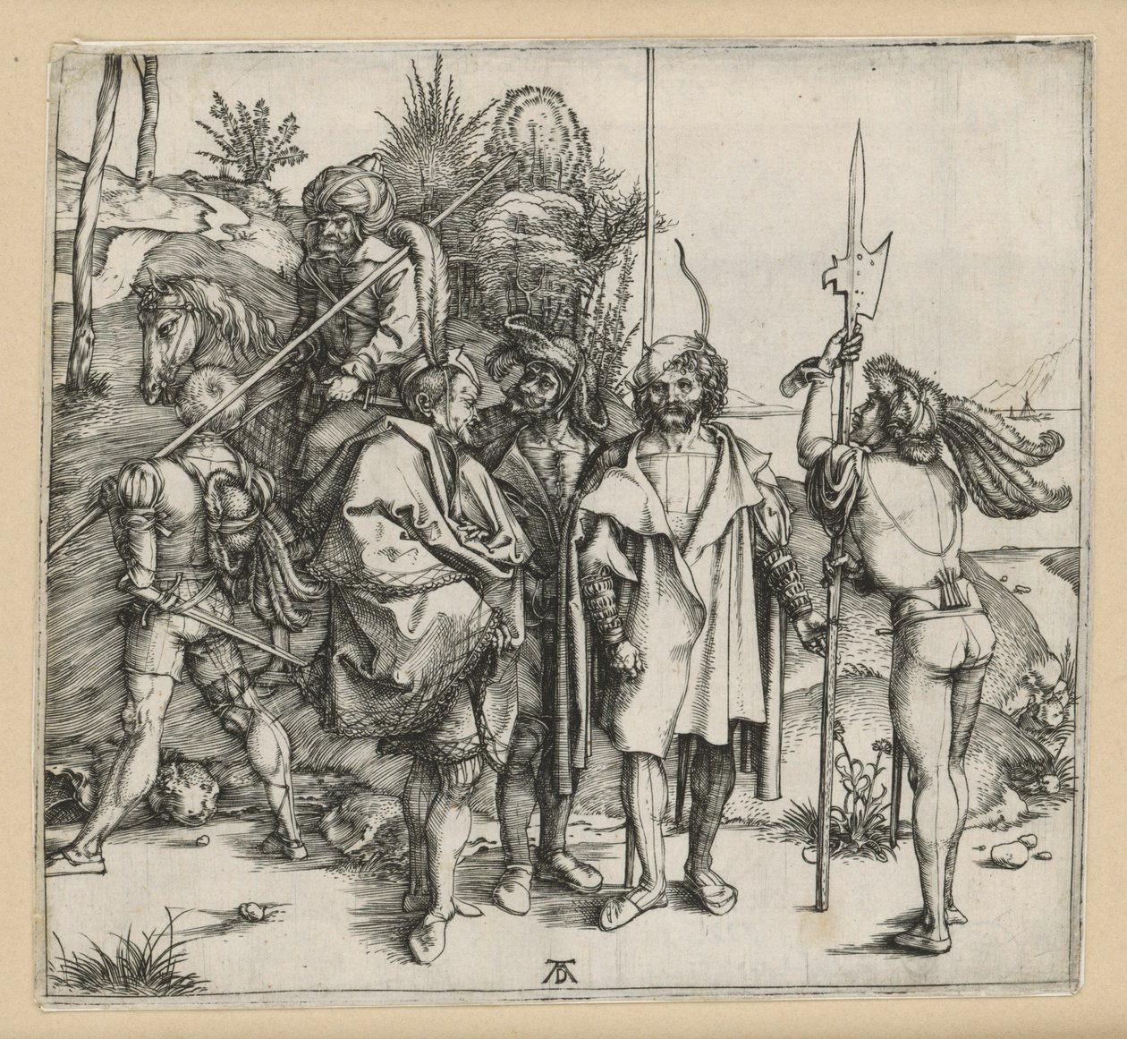 Fünf Soldaten und ein Türke auf einem Pferd von Albrecht Dürer