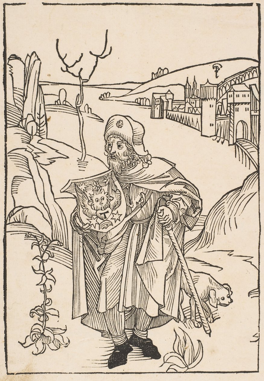 Gerson als Pilger, Frontispiz zu Gersonis Opera, 1489 von Albrecht Dürer