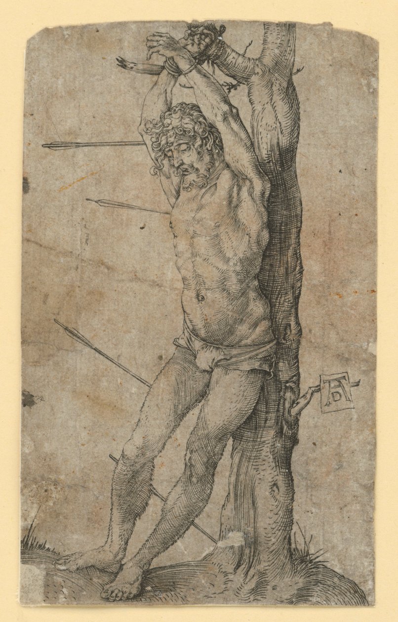 Heiliger Sebastian an einen Baum gebunden von Albrecht Dürer