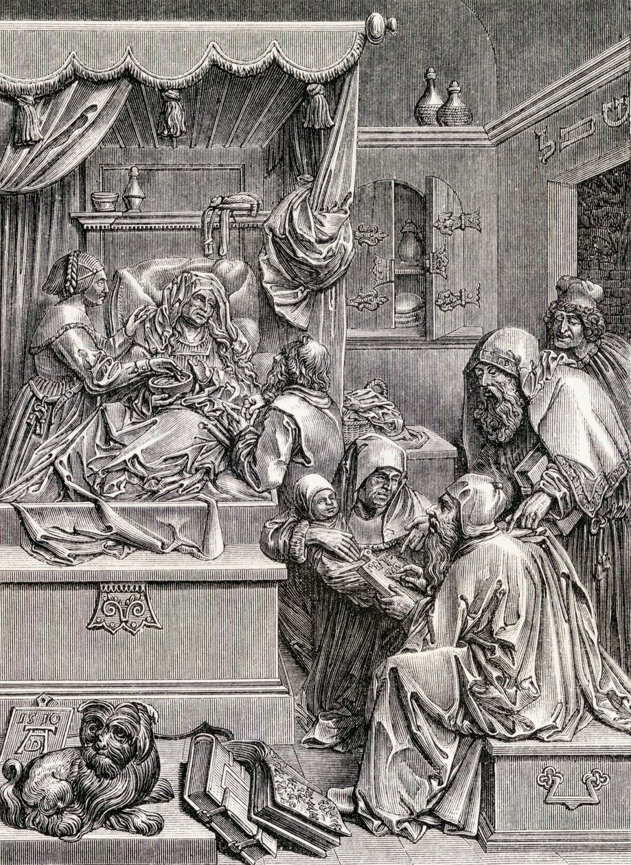 Hochreliefskulptur der Geburt des heiligen Johannes, 1855 von Albrecht Dürer