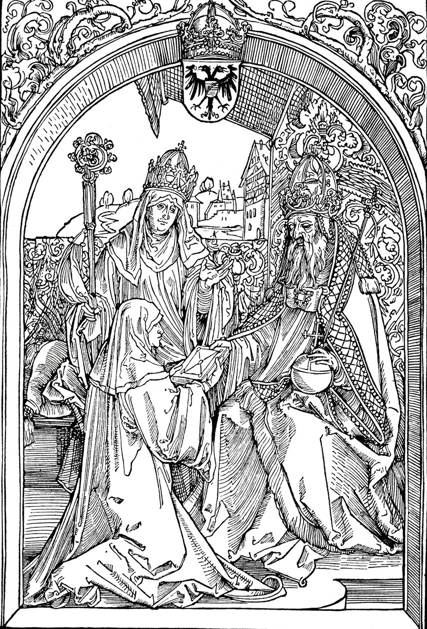 Hrotsvitha überreicht ihr Buch Kaiser Otto I., 1501 1906 von Albrecht Dürer