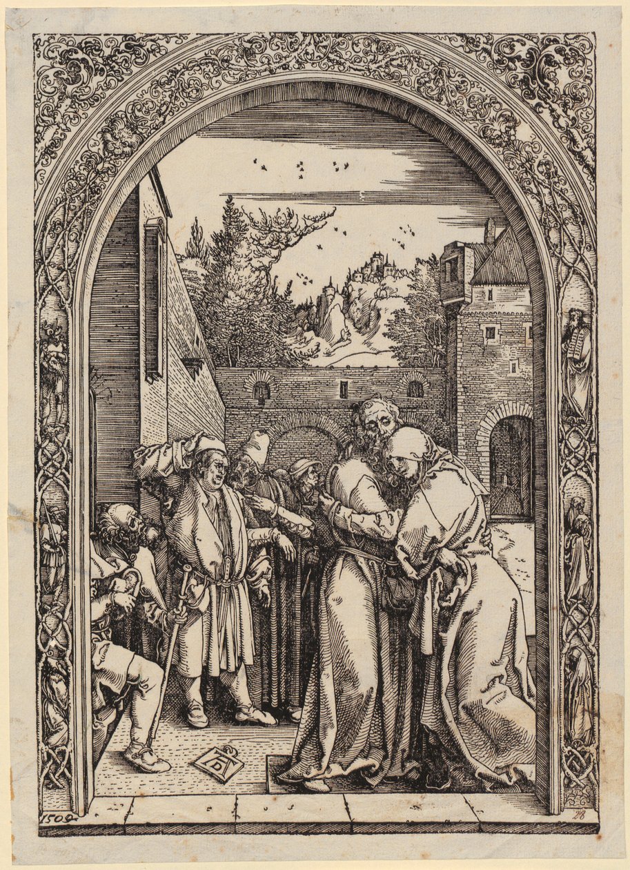 Joachim und Anna unter der Goldenen Pforte, Blatt 4 der Folge "Das Marienleben" von Albrecht Dürer