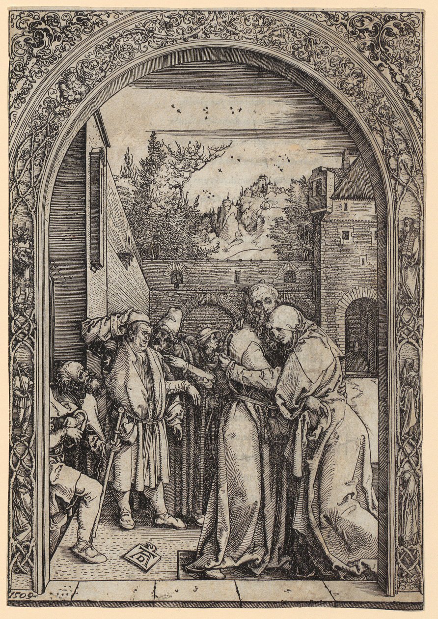 Joachim und Anna unter der Goldenen Pforte, Blatt 4 der Folge "Das Marienleben" von Albrecht Dürer