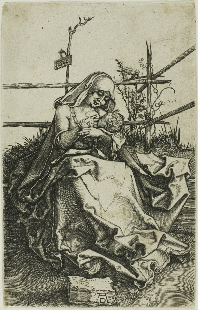 Madonna auf einer grasbewachsenen Bank von Albrecht Dürer