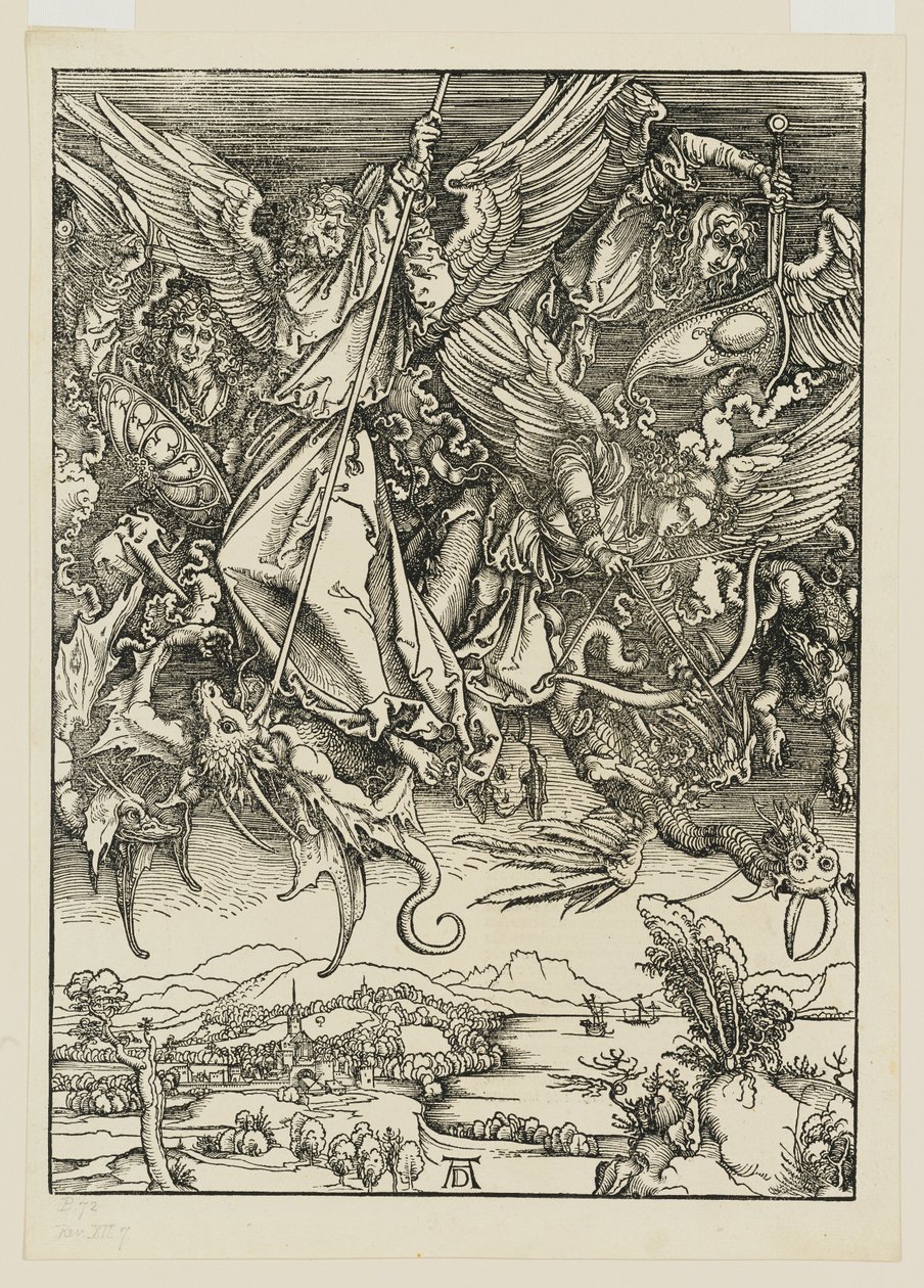 Michael und seine Engel kämpfen mit dem Drachen von Albrecht Dürer