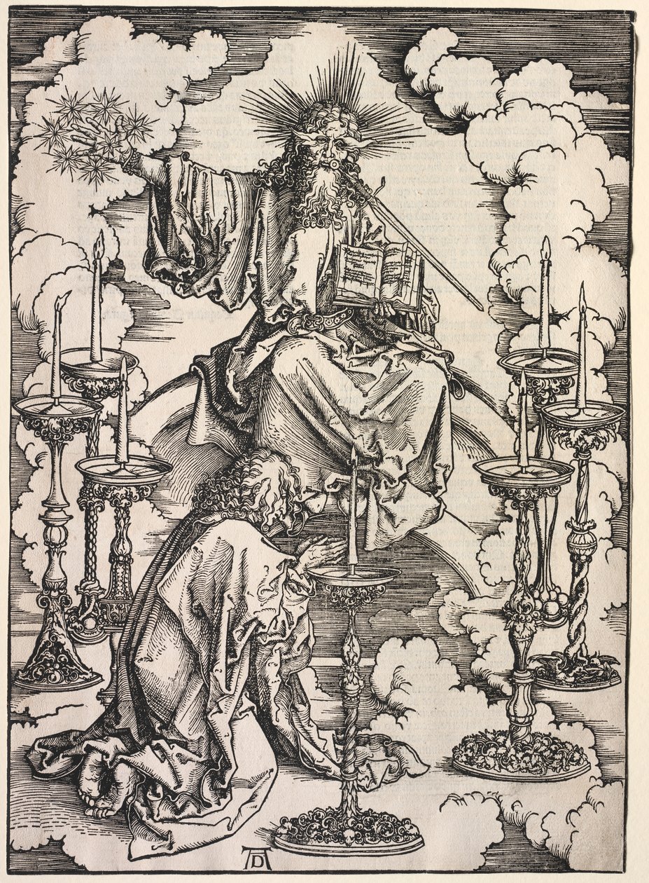 Offenbarung des Johannes: Johannes betrachtet die sieben Leuchter von Albrecht Dürer