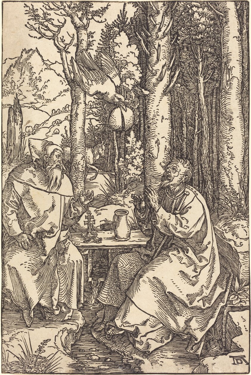 Heiliger Antonius und Heiliger Paulus in der Wildnis von Albrecht Dürer