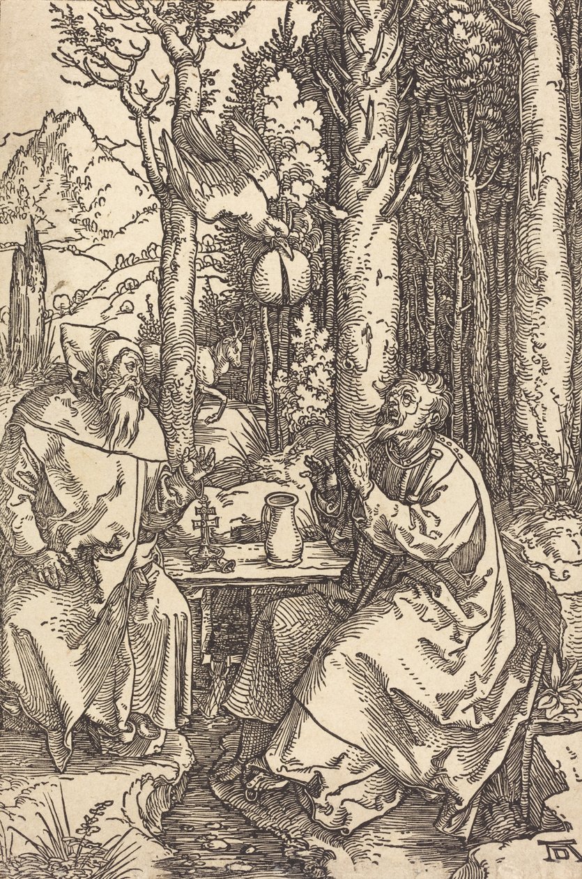 Heiliger Antonius und Heiliger Paulus in der Wildnis, ca. 1504 von Albrecht Dürer