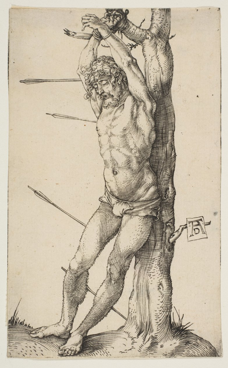 Heiliger Sebastian an einen Baum gebunden von Albrecht Dürer