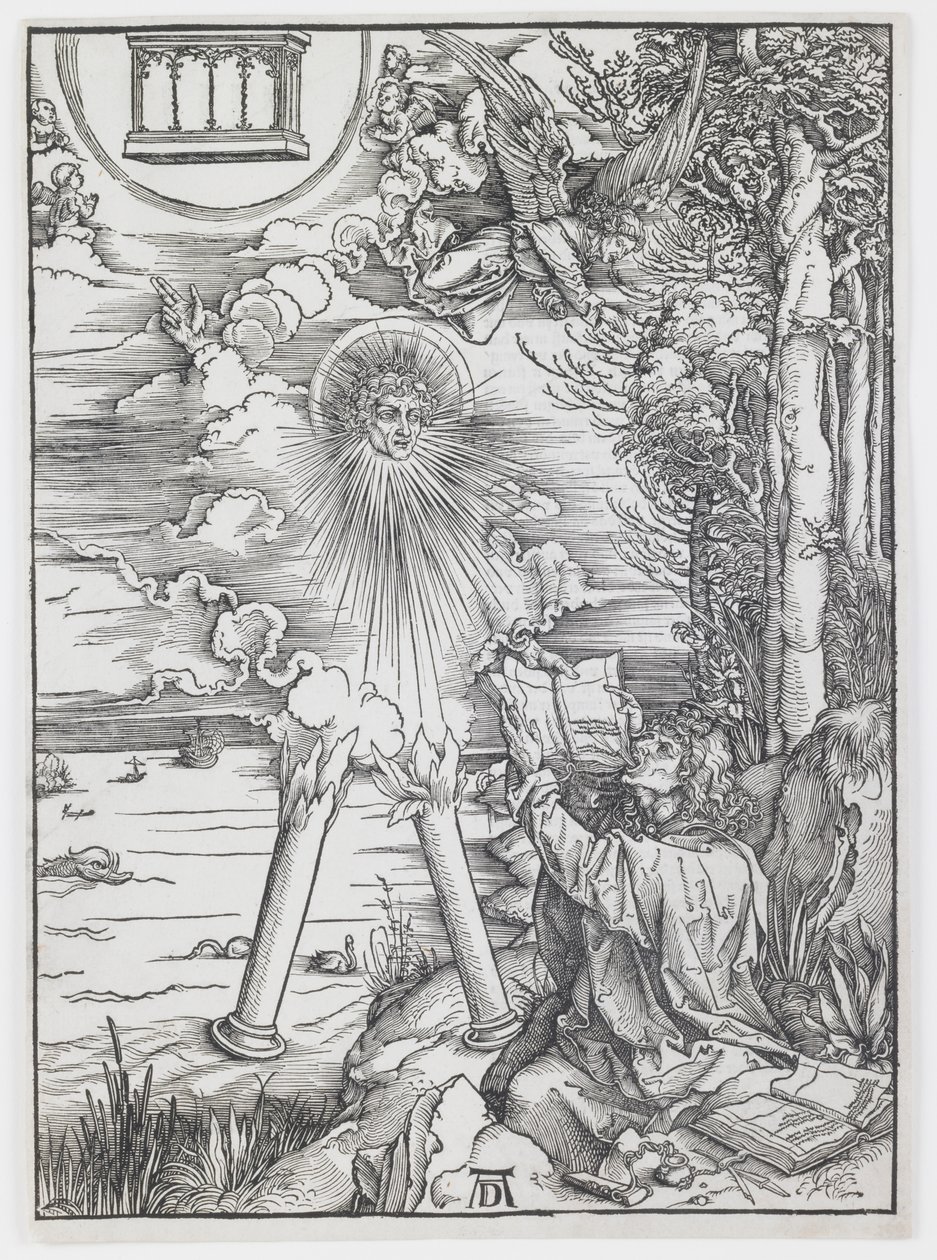 St. Johannes, der das Buch verschlingt, aus „Die Apokalypse“ von Albrecht Dürer