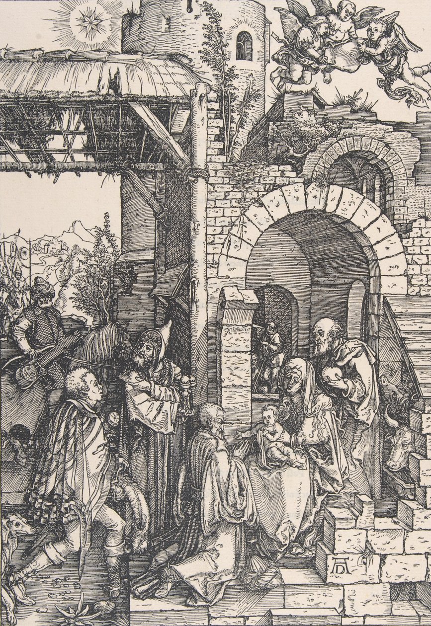Die Anbetung der Könige, aus der Serie Das Leben der Jungfrau, ca. 1502 von Albrecht Dürer