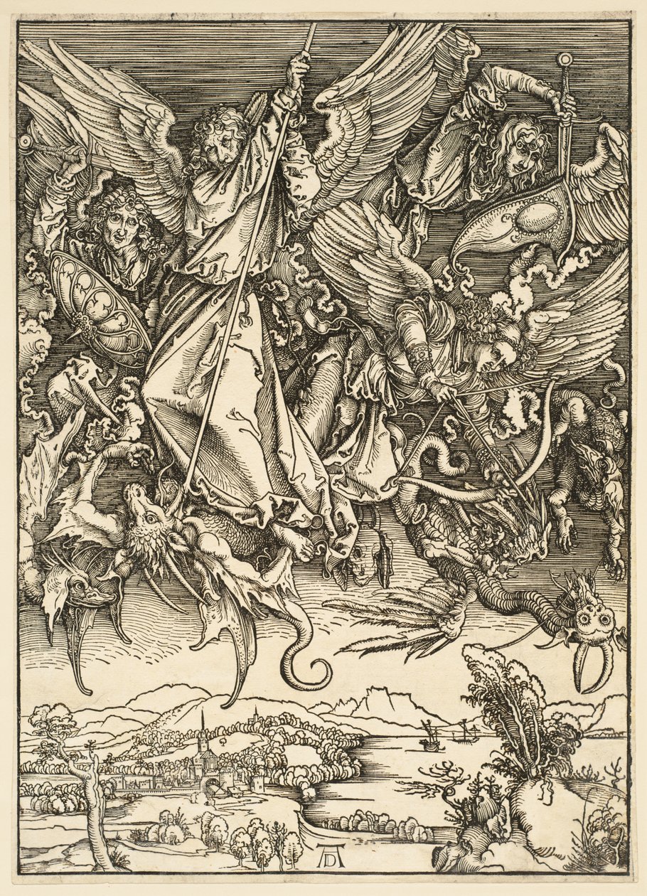 Die Apokalypse: Heiliger Michael kämpft gegen den Drachen von Albrecht Dürer