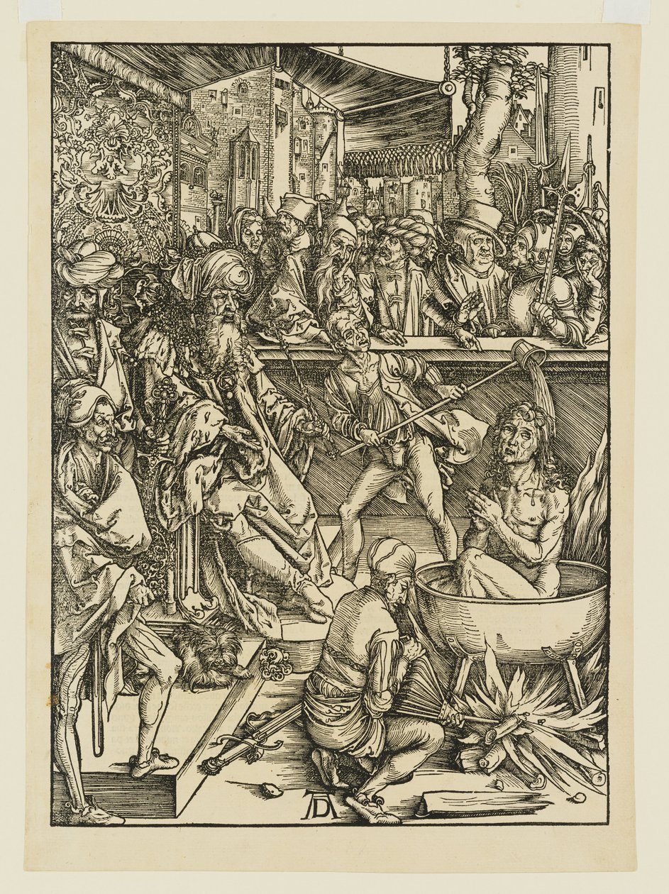 Der versuchte Märtyrertod des Heiligen Johannes, in einem Kessel mit brennendem Öl, unter Domitian von Albrecht Dürer