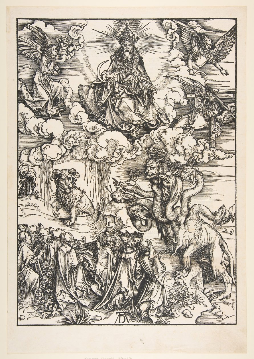 Das Tier mit zwei Hörnern wie ein Lamm, aus der Apokalypse von Albrecht Dürer