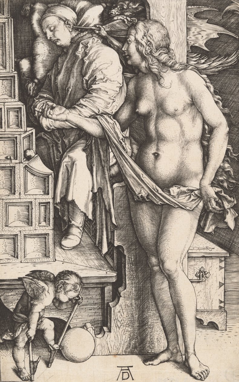 Der Traum des Arztes Versuchung des Müßiggängers, 1498-1499 von Albrecht Dürer