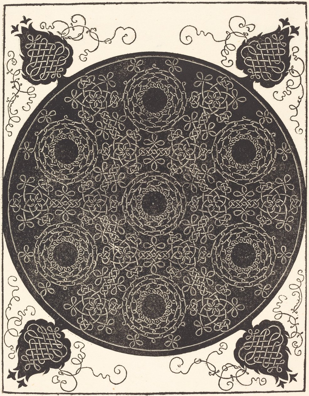 Der vierte Knoten (Kombination von sieben kreisförmigen Knoten mit schwarzen Zentren) von Albrecht Dürer