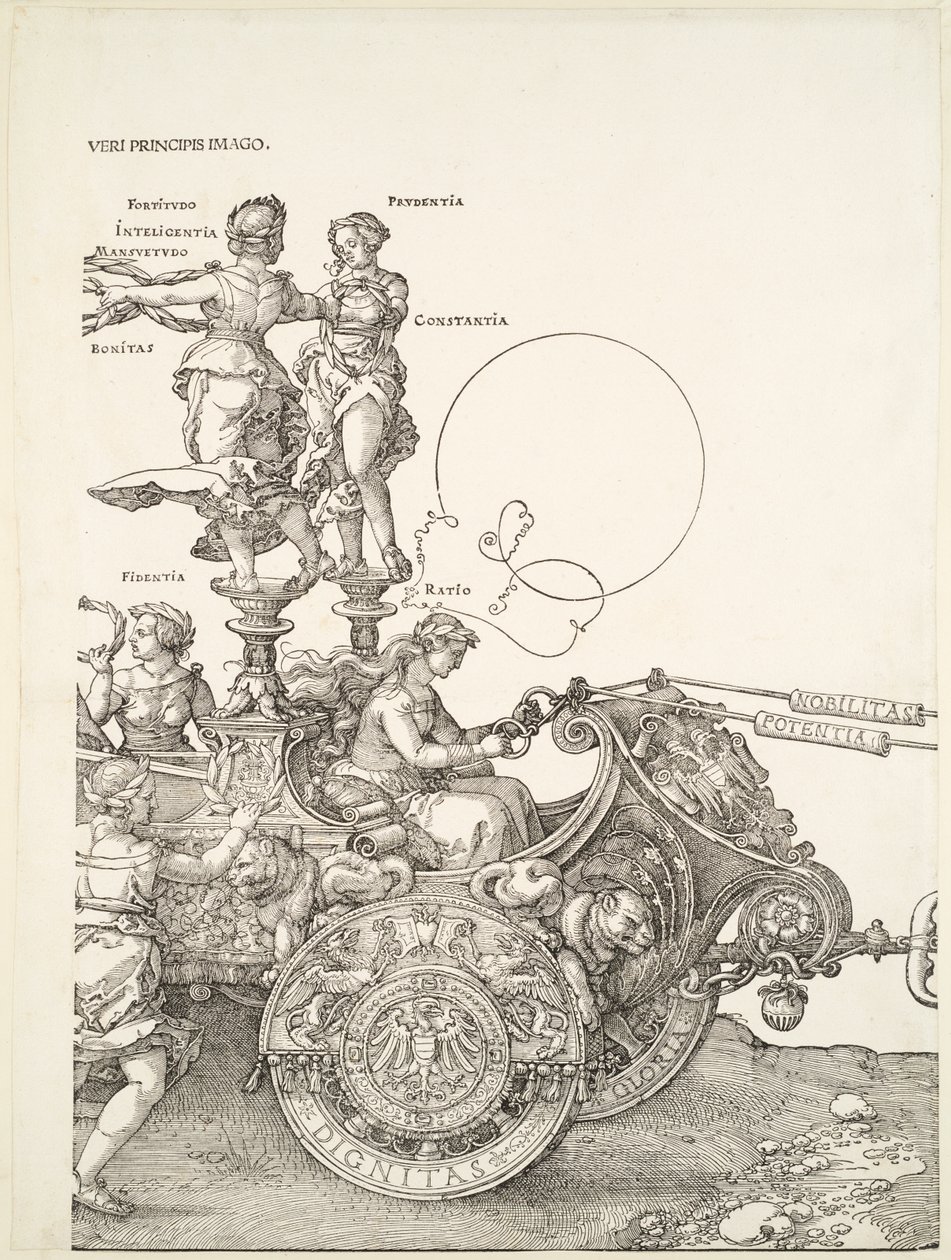 Der große Triumphwagen: Rechter Teil des Wagens mit Fidentia und Ratio von Albrecht Dürer