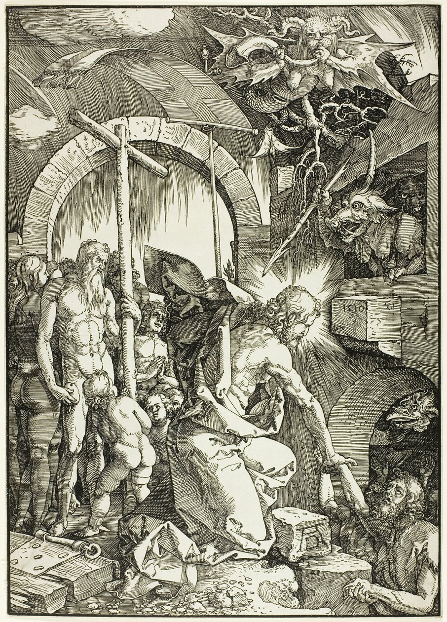 Die Höllenfahrt Christi - Christus im Limbus, Platte neun aus Die Große Passion von Albrecht Dürer