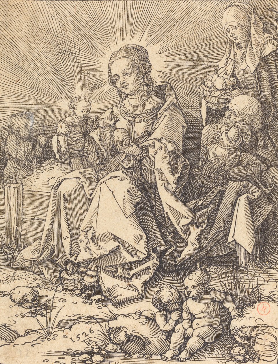 Die Heilige Familie auf einer grasbewachsenen Bank, 1526 von Albrecht Dürer