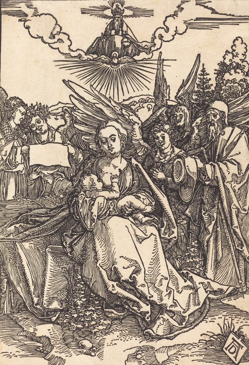 Die Heilige Familie mit fünf Engeln, vor 1505 von Albrecht Dürer