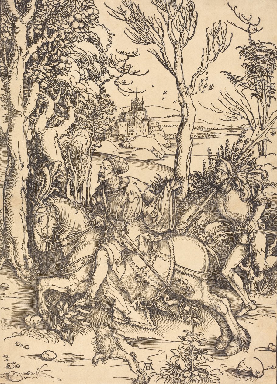 Der Ritter zu Pferd und der Landsknecht, ca. 1496-1497 von Albrecht Dürer