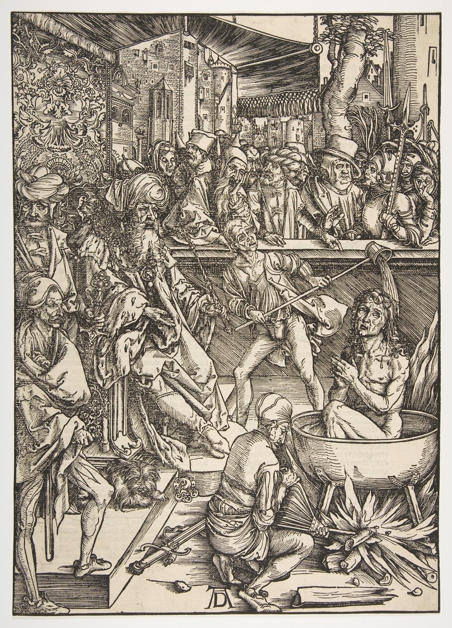 Das Martyrium des Heiligen Johannes, aus der Apokalypse, lateinische Ausgabe 1511, ca. 1496 von Albrecht Dürer