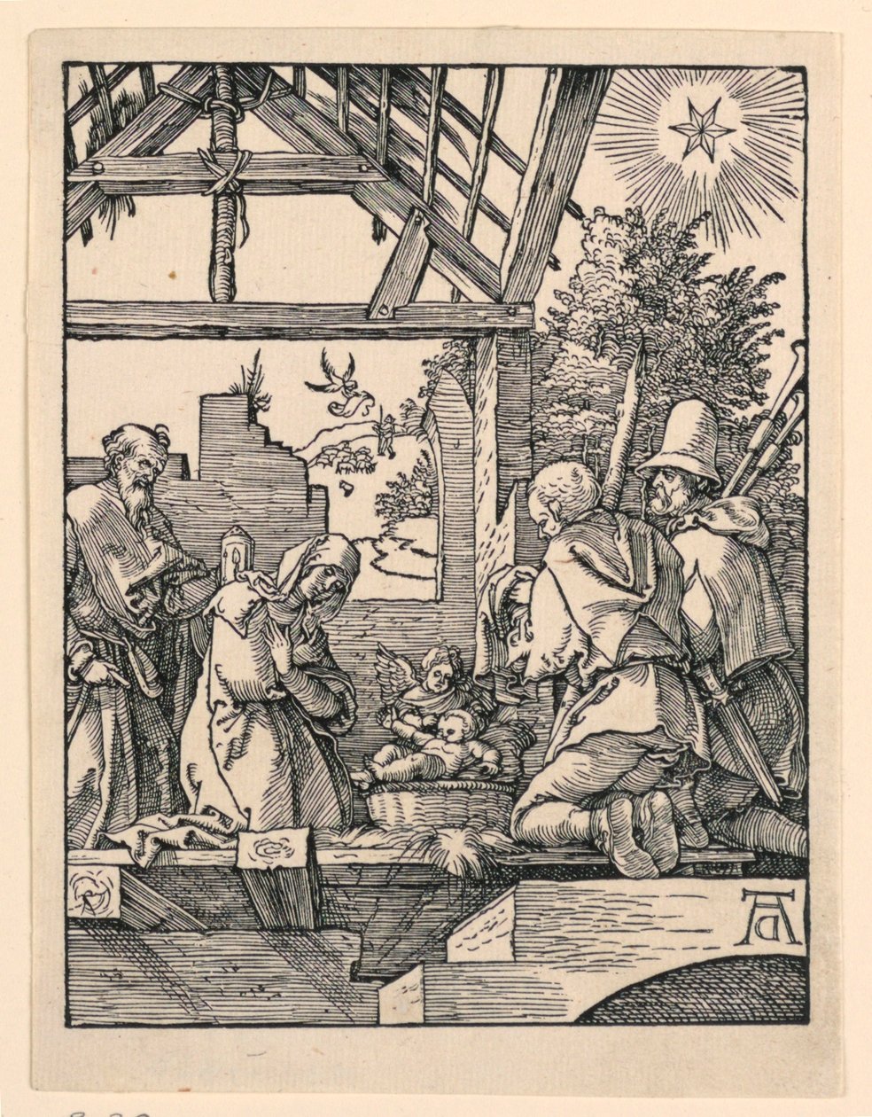 Die Geburt Christi (Anbetung der Hirten) aus der Serie Die Kleine Passion von Albrecht Dürer