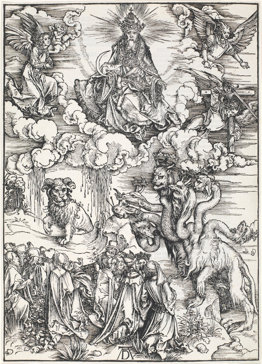 Das siebenköpfige Tier und das Tier mit Lammhörnern, aus Die Apokalypse des Johannes von Albrecht Dürer