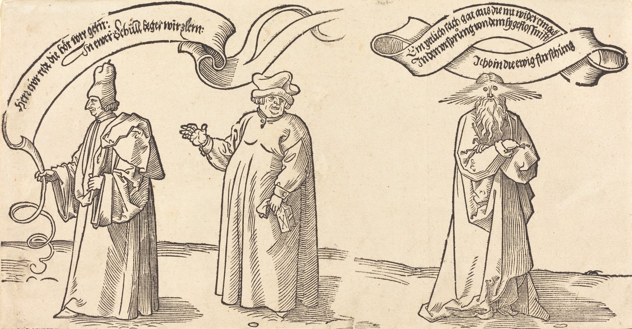 Der Lehrer, der Geistliche und die Vorsehung, wahrscheinlich 1526 von Albrecht Dürer