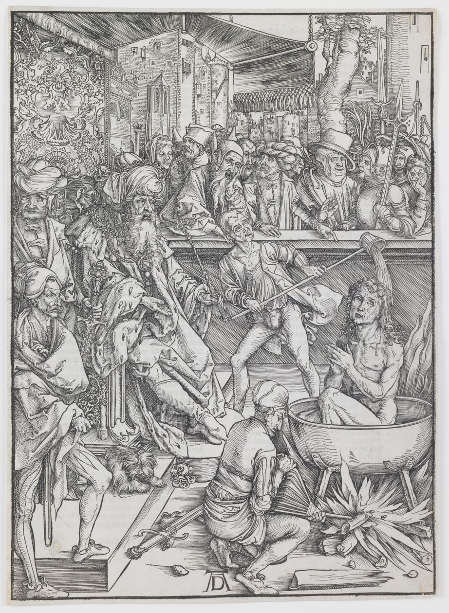 Die Folterung des Heiligen Johannes des Evangelisten, aus der Serie „Die Apokalypse“ von Albrecht Dürer