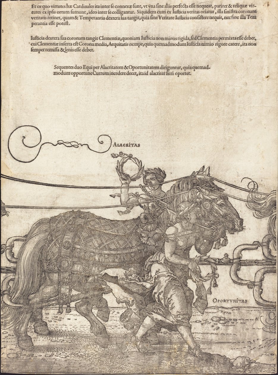 Der Triumphwagen von Maximilian I Der große Triumphwagen [Tafel 4 von 8], 1523 Lateinische Ausgabe von Albrecht Dürer