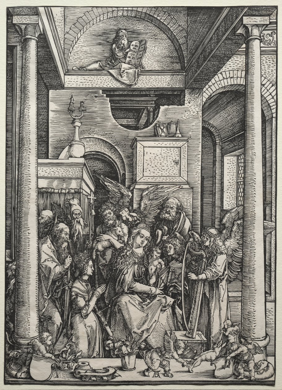 Die Jungfrau und das Kind umgeben von Heiligen und Engeln von Albrecht Dürer