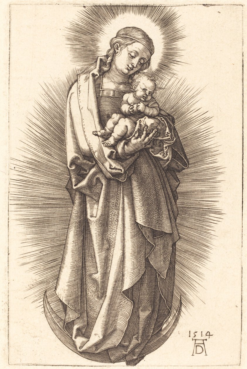 Die Jungfrau und das Kind auf einer Mondsichel mit Diadem von Albrecht Dürer