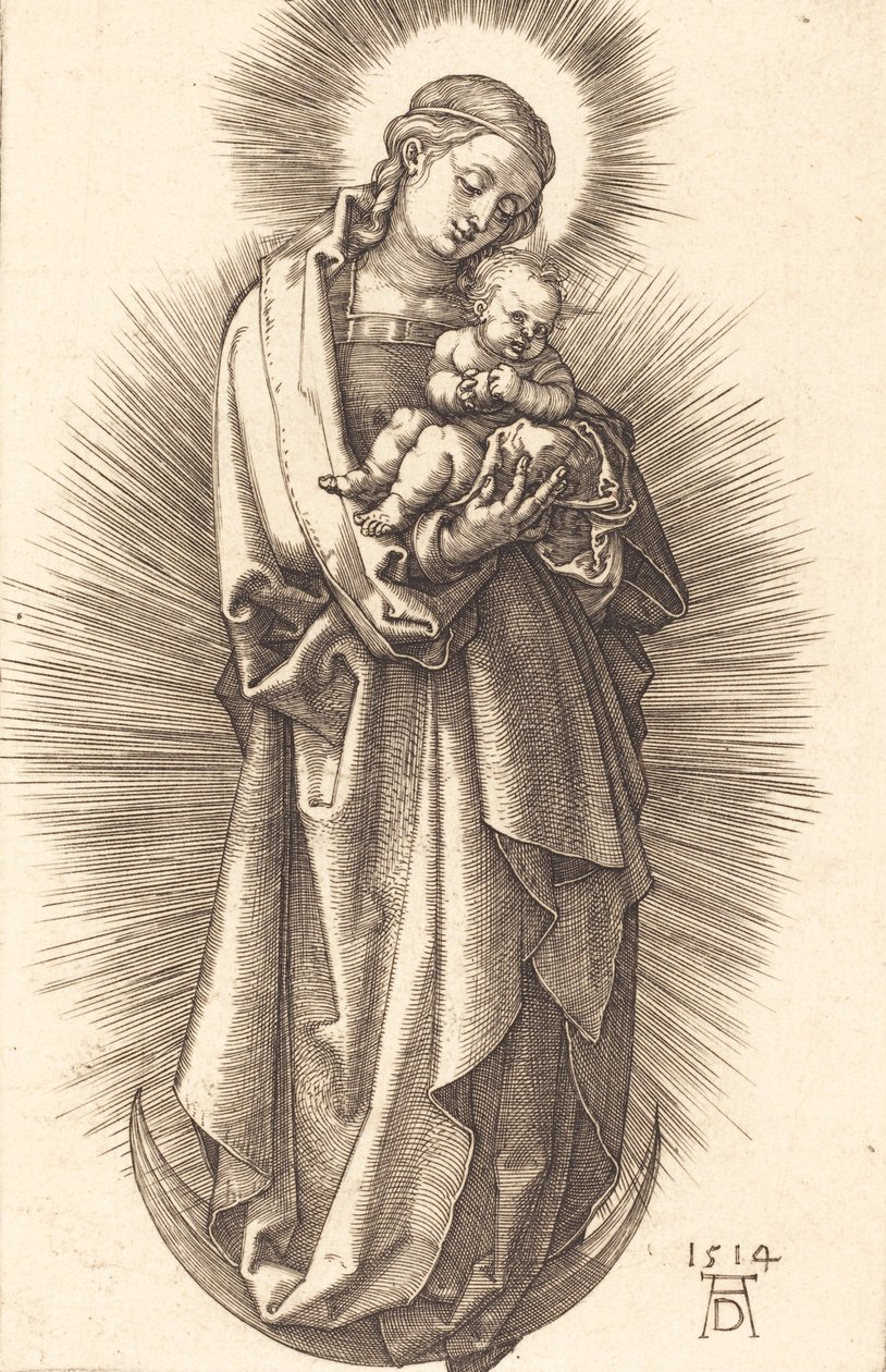 Die Jungfrau und das Kind auf einer Mondsichel mit einem Diadem von Albrecht Dürer