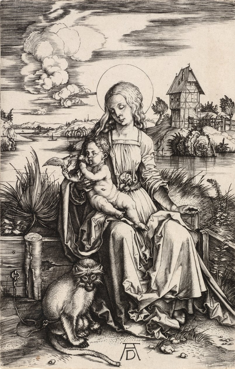 Die Jungfrau und das Kind mit dem Affen von Albrecht Dürer