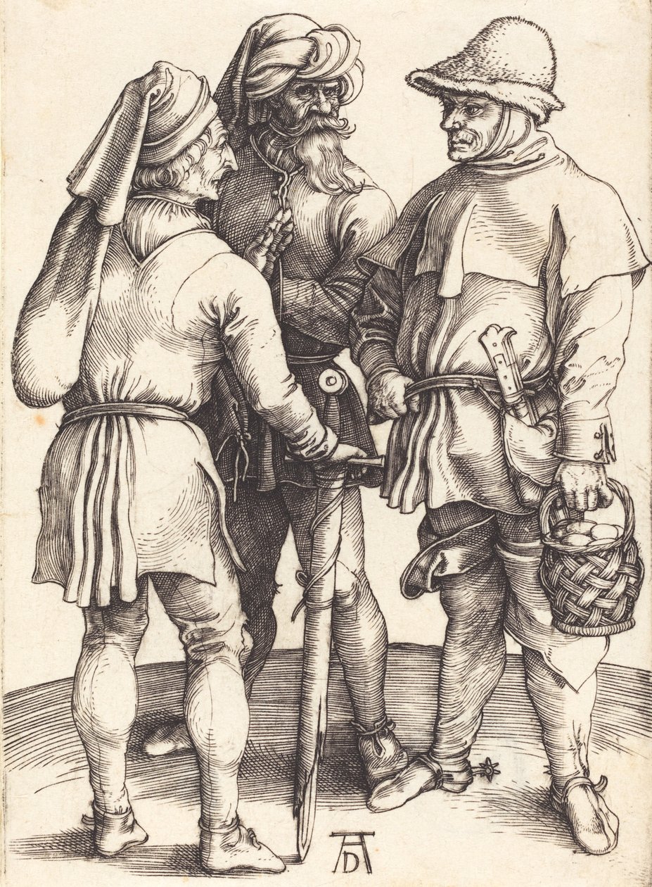 Drei Bauern im Gespräch, ca. 1497 von Albrecht Dürer