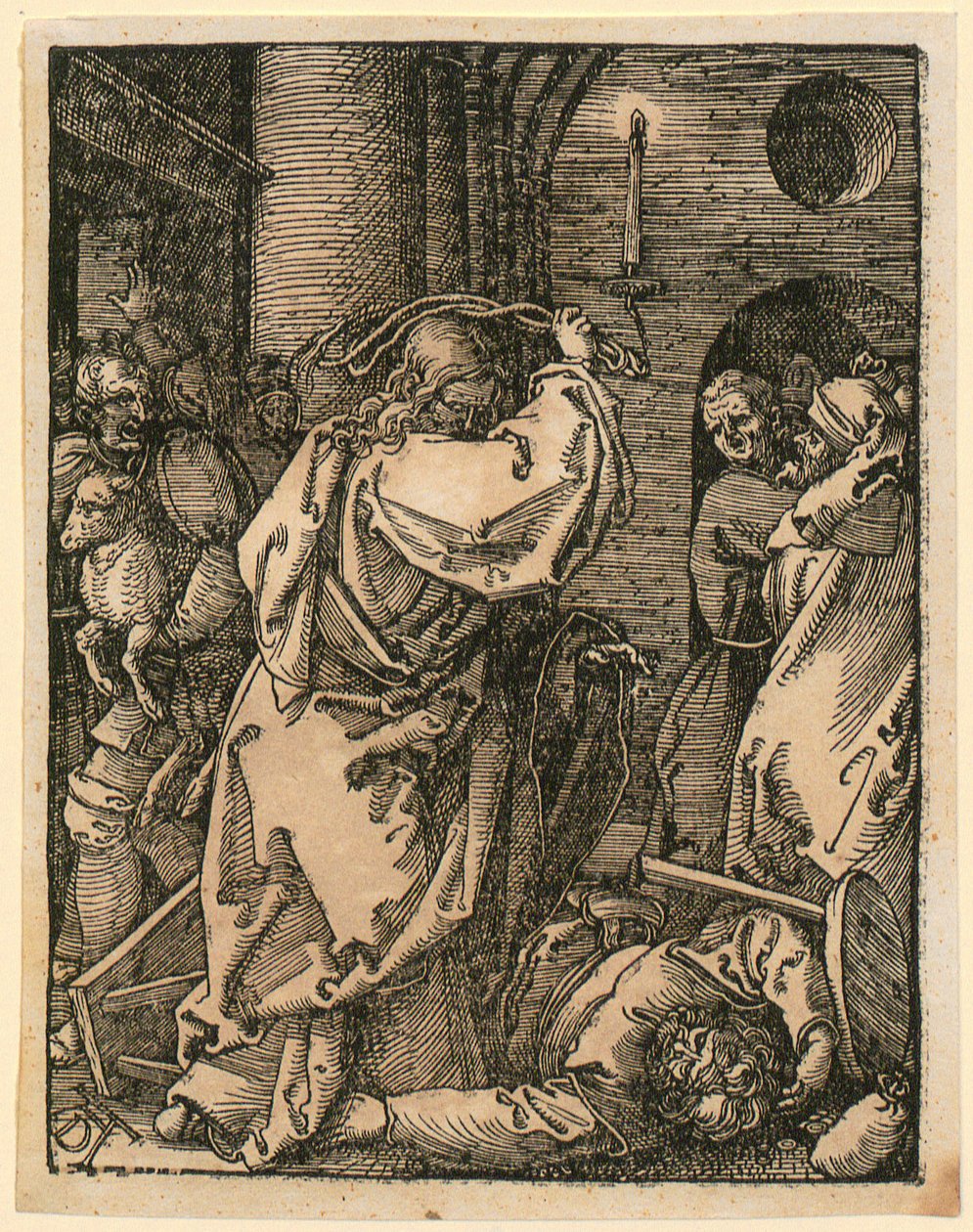 Vertreibung der Händler, Blatt 7 der Folge „Kleine Holzschnitt-Passion“ von Albrecht Dürer