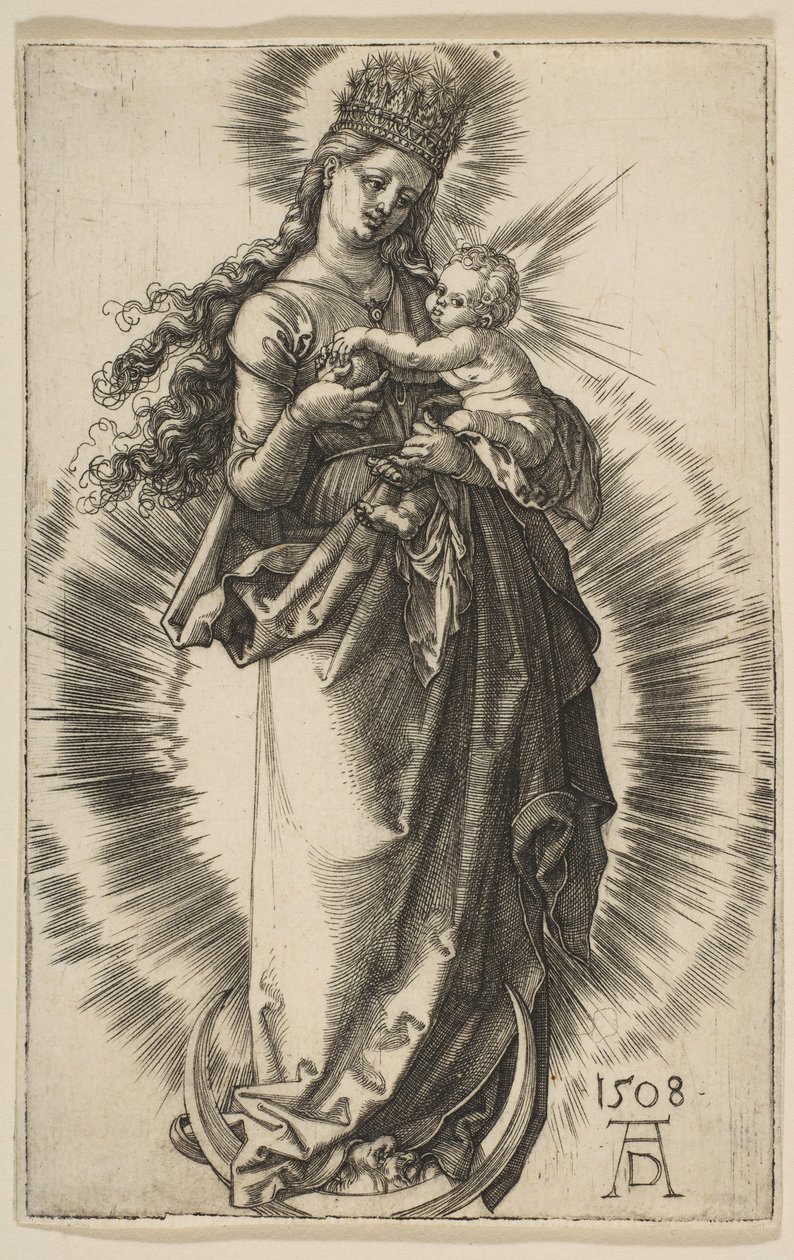 Jungfrau auf einer Mondsichel mit einer Sternenkrone, 1508 von Albrecht Dürer