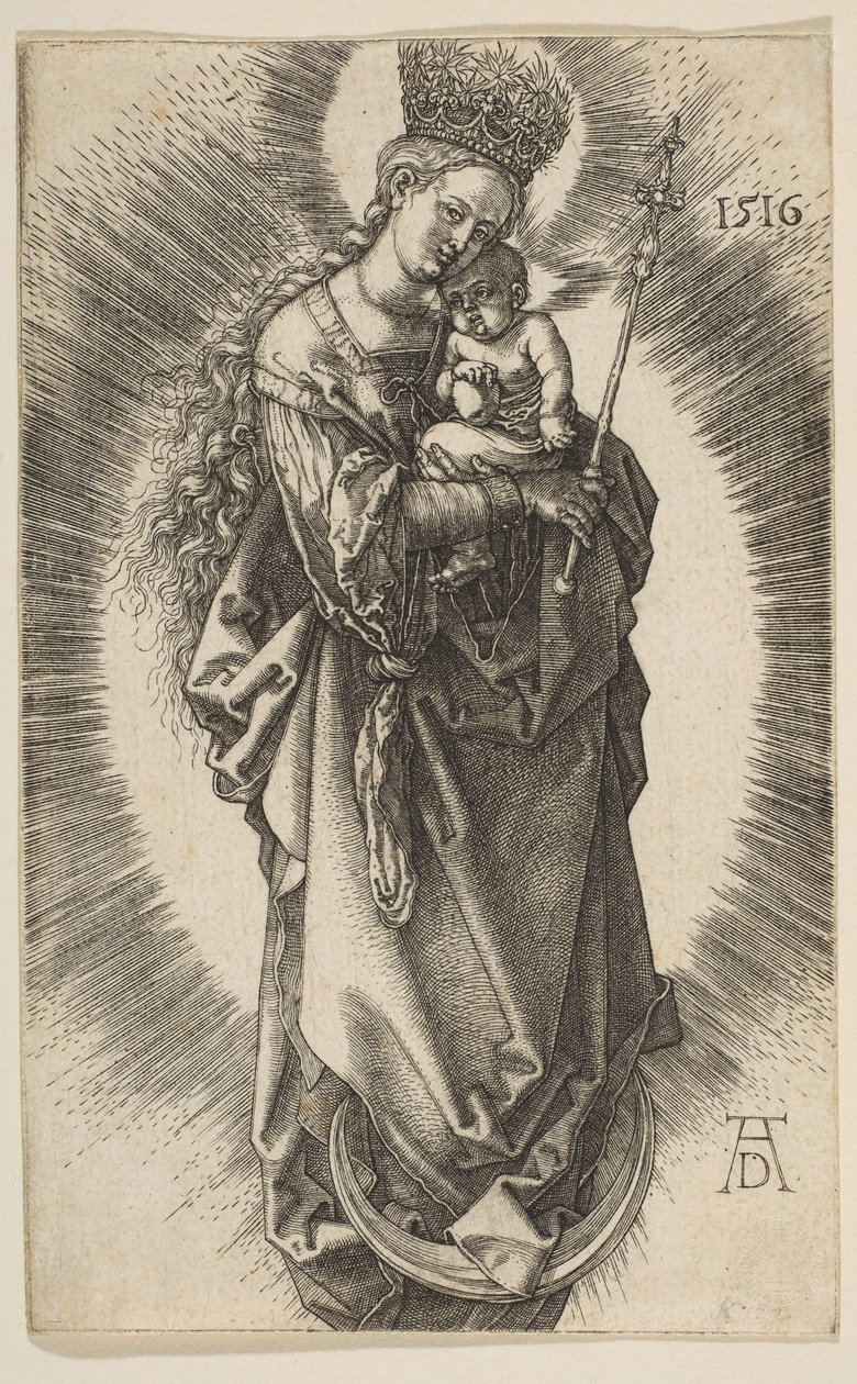 Jungfrau auf der Mondsichel mit Zepter und Sternenkrone (1516) von Albrecht Dürer