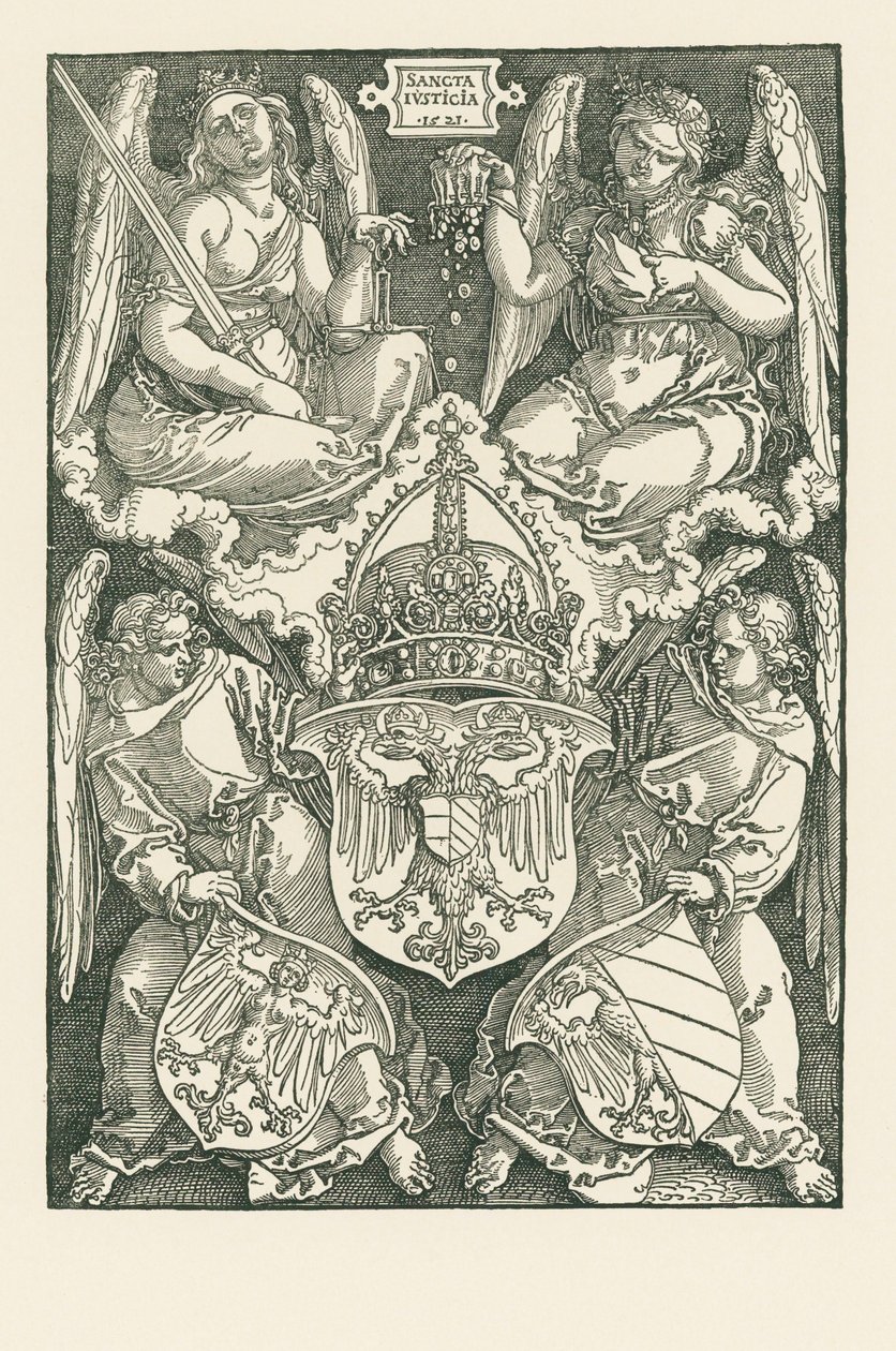 Allegorie mit dem Wappen des Reiches und der Stadt Nürnberg von Albrecht Dürer or Duerer