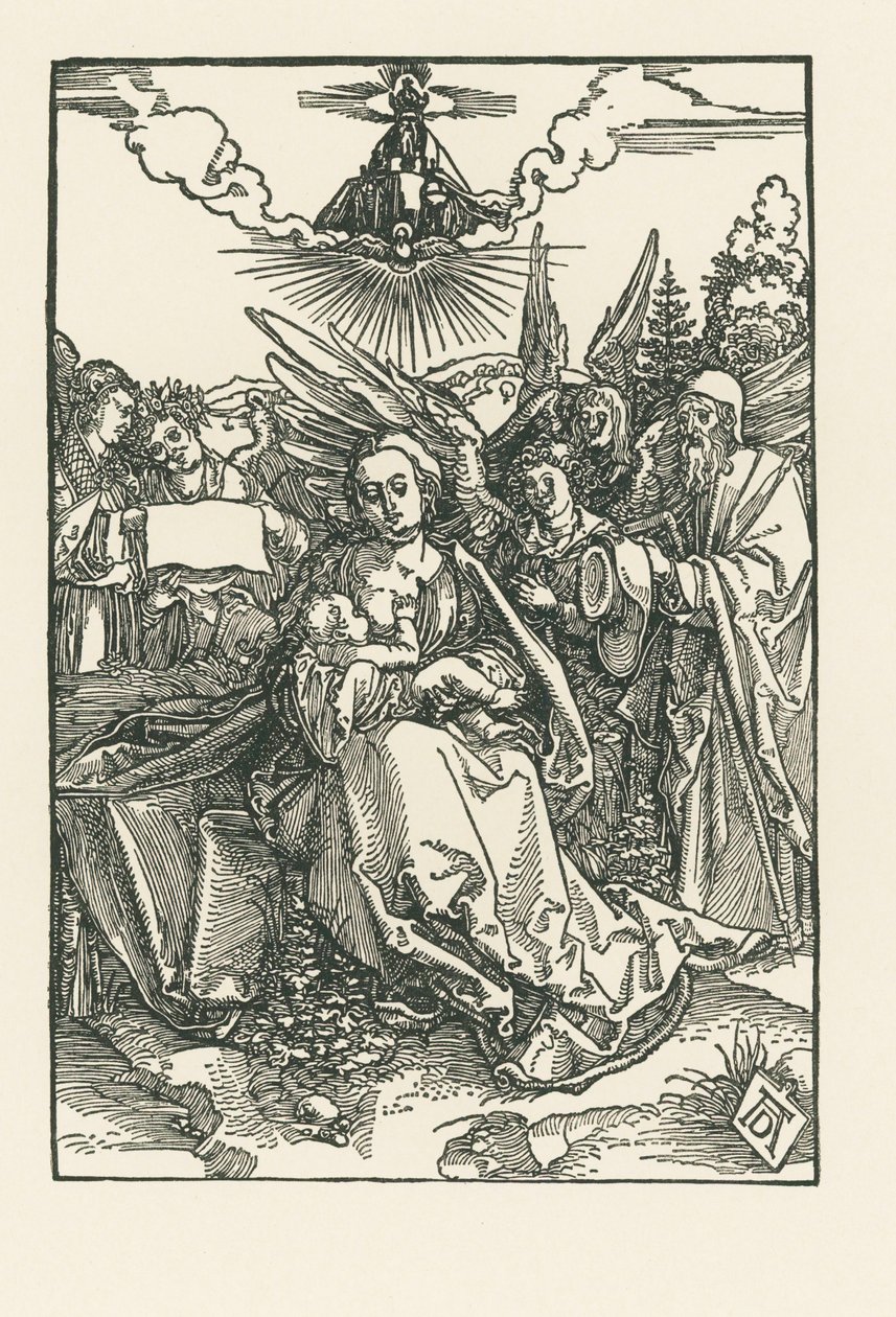 Heilige Familie mit fünf Engeln von Albrecht Dürer or Duerer