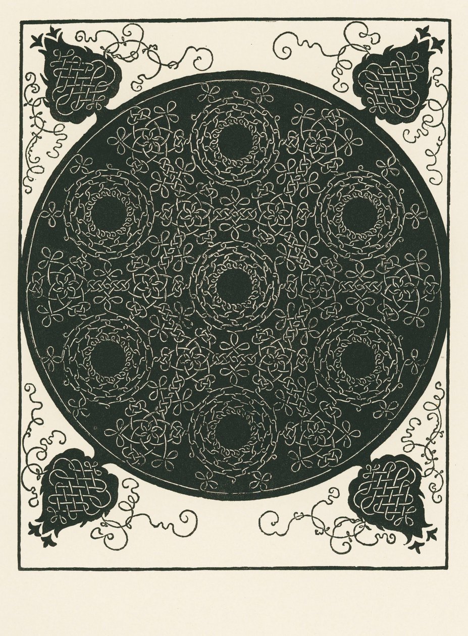 Knoten mit kleinem schwarzen Kreis in der Mitte, der sechsmal wiederholt wird von Albrecht Dürer or Duerer