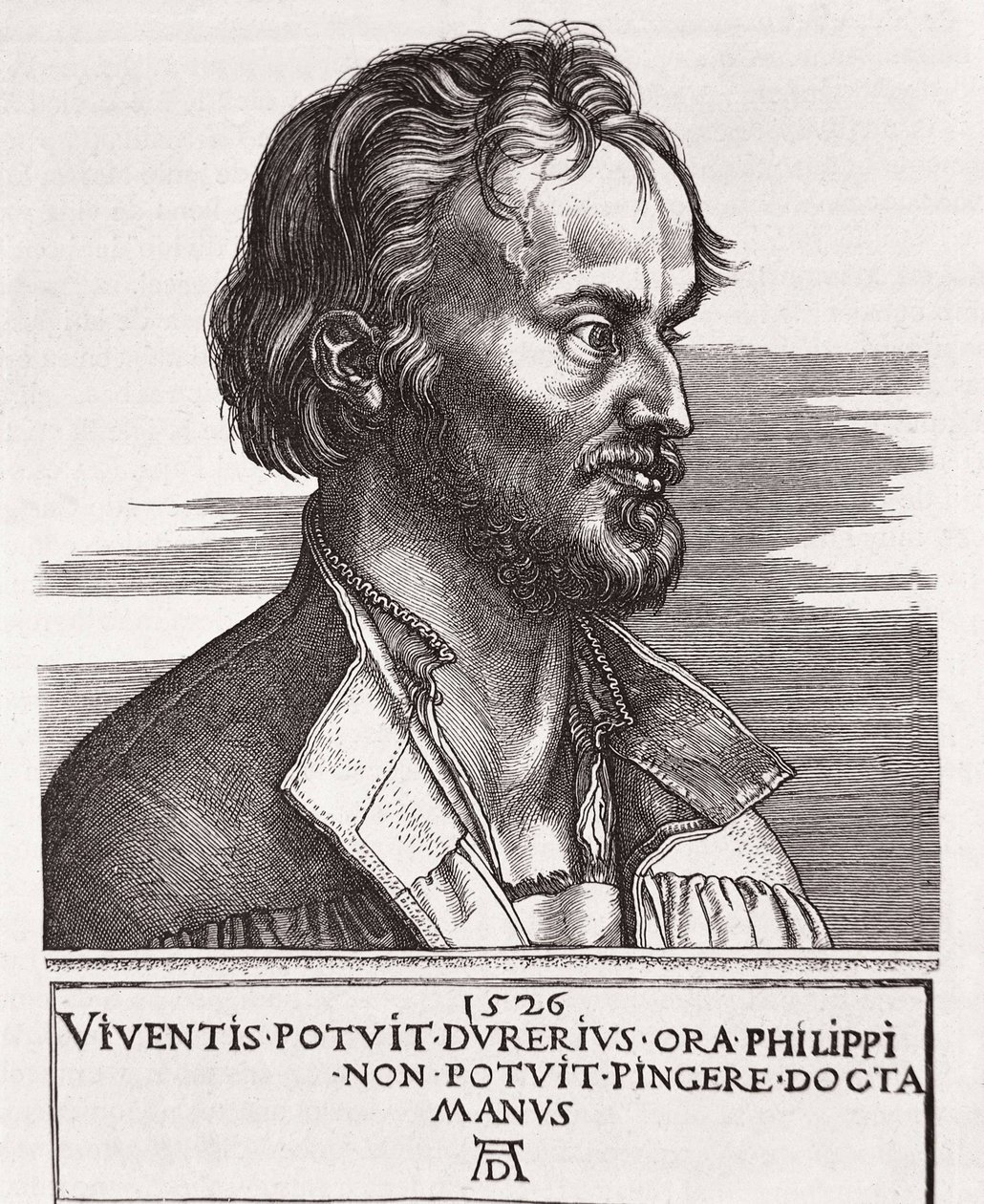 Philipp Melanchthon, genannt Schwarzerd (1497-1560). Theologe und Luthers Mitarbeiter (Stich) von Albrecht Dürer