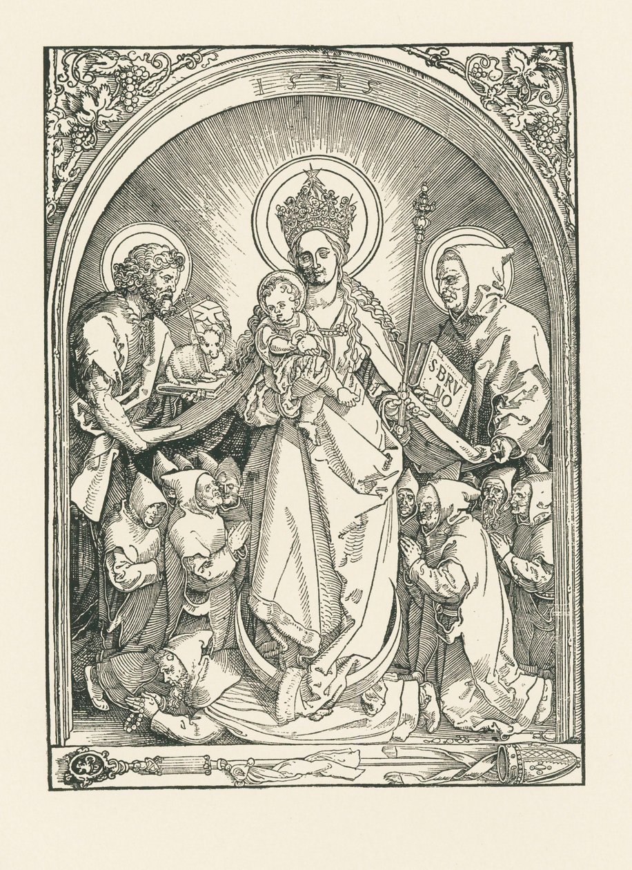 Madonna mit Kartäusermönchen, Heiligen Johannes dem Täufer und Bruno von Albrecht Dürer or Duerer