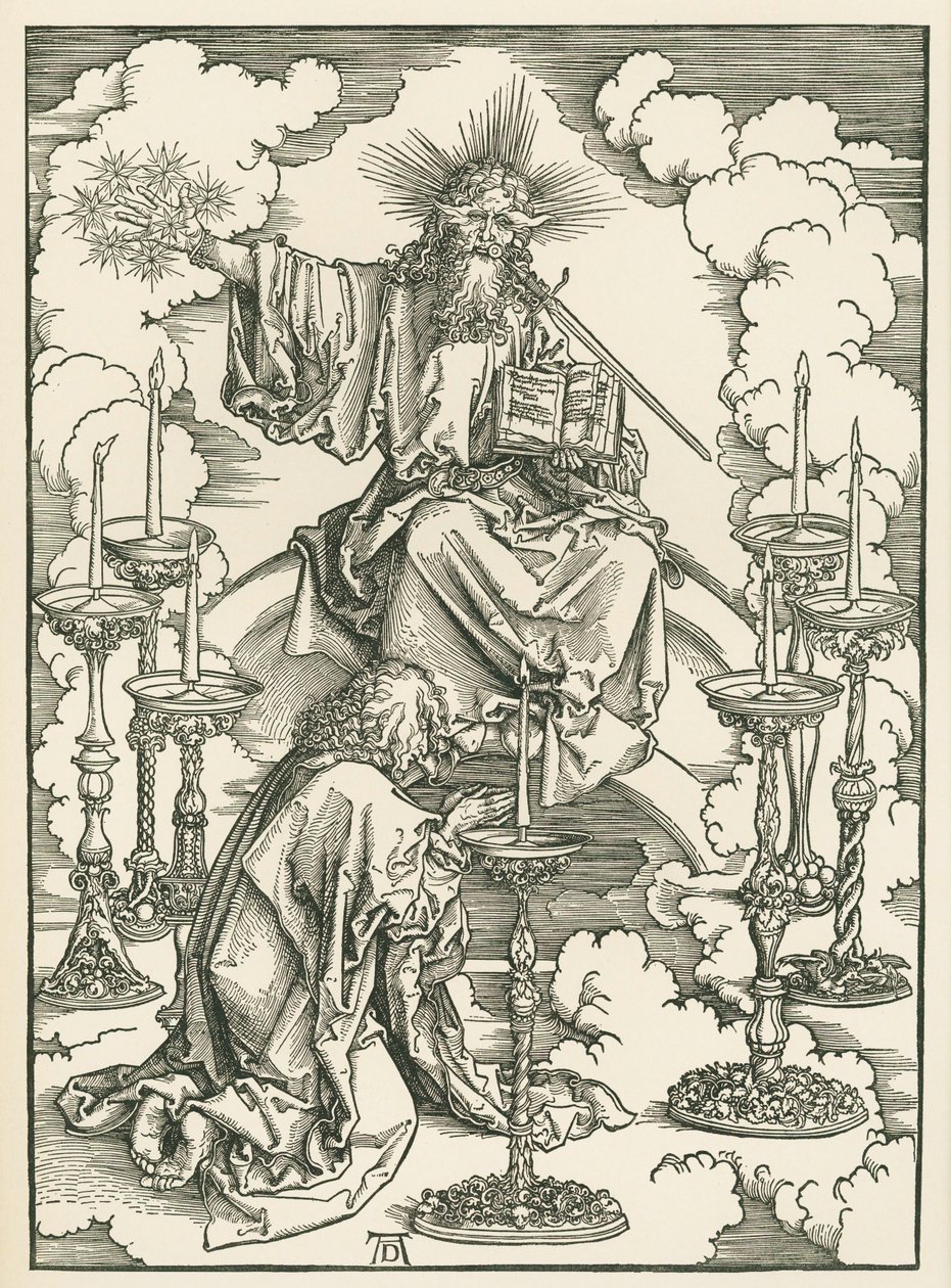 Die Vision des Heiligen Johannes von Christus und den sieben Leuchtern. Die Offenbarung des Heiligen Johannes von Albrecht Dürer or Duerer