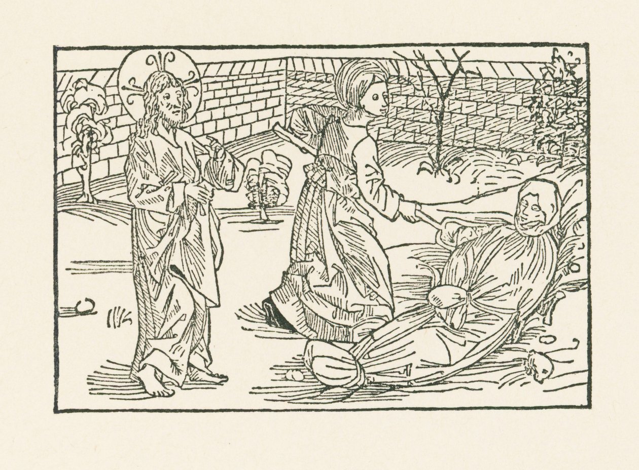 Sechstes Werk der Barmherzigkeit: Sorge um die Beerdigung eines Mitmenschen von Albrecht Dürer or Duerer