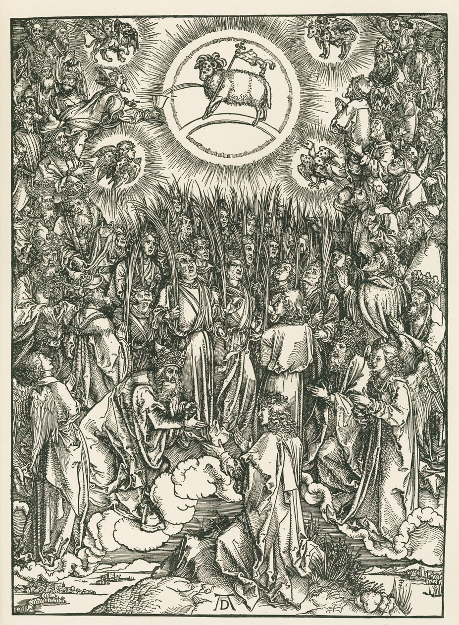 Die Anbetung des Lammes und das Lied der Auserwählten. Die Offenbarung des Johannes, um 1496-97 von Albrecht Dürer or Duerer