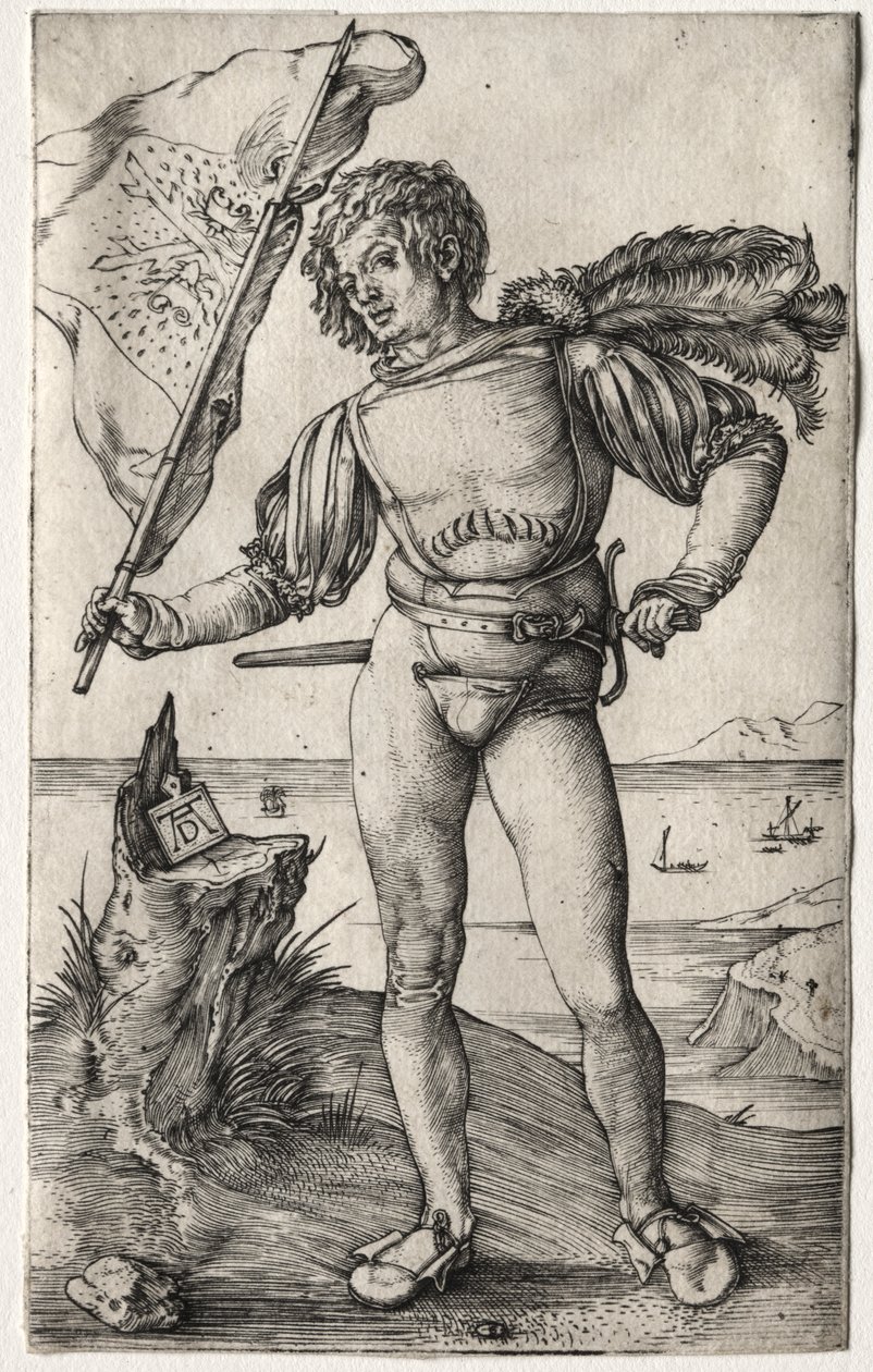 Der burgundische Standartenträger, ca. 1500 (Gravur) von Albrecht Dürer or Duerer