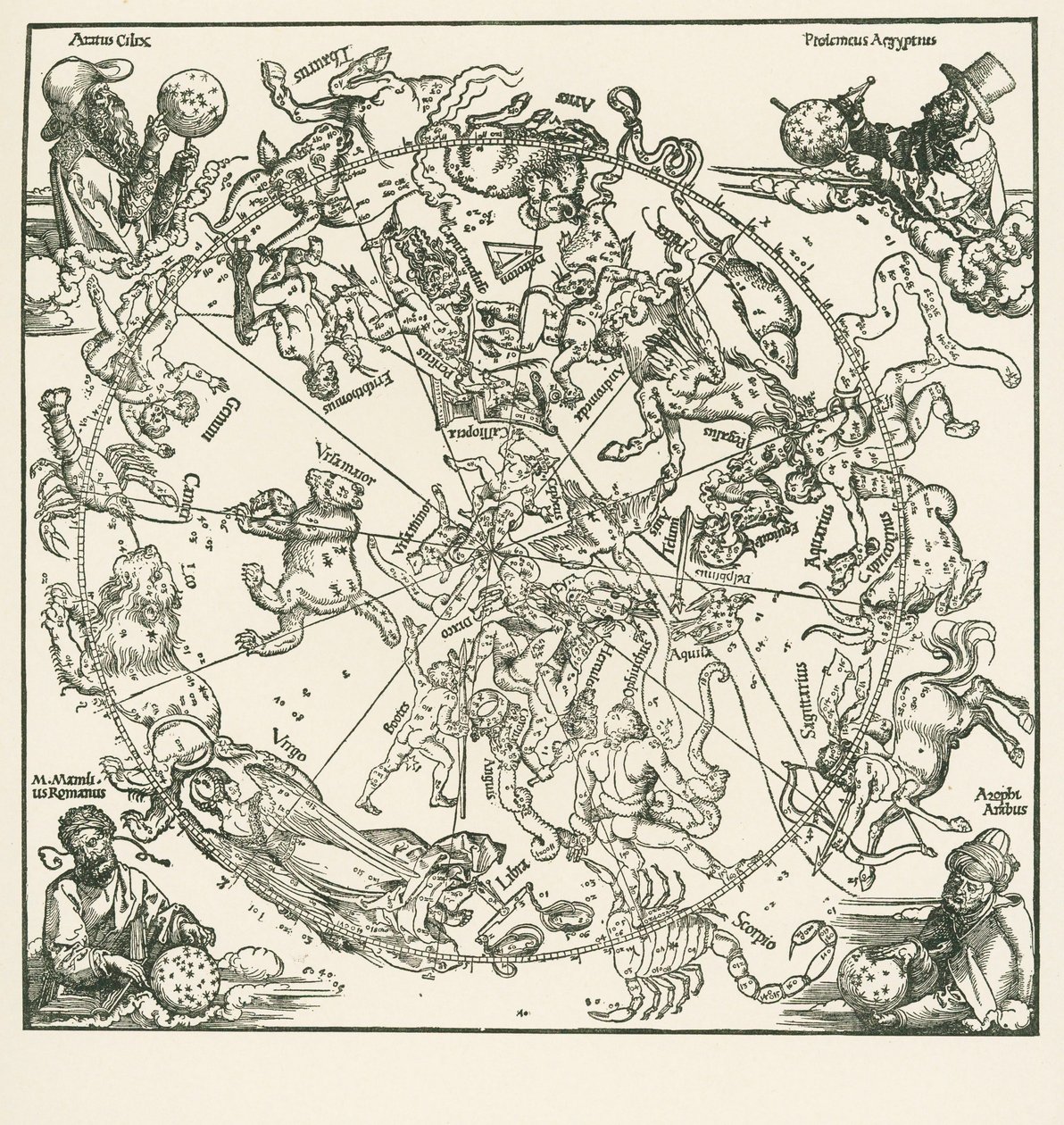 Die nördliche Hemisphäre des Himmelsglobus von Albrecht Dürer or Duerer